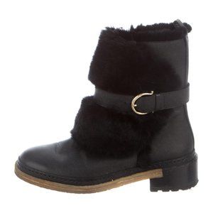 Salvatore Ferragamo Leather Mid-Calf Moto Boots Size 7.5